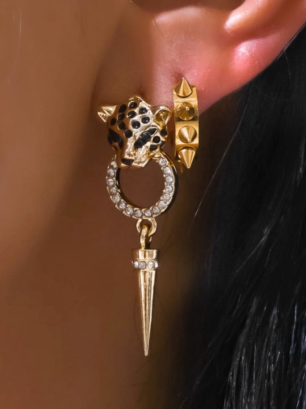 New Pebby Forevee Jaxon Jaguar Spike Statement Earrings